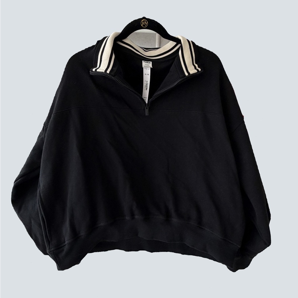 PINK Victoria's Secret Black and White Striped Collar Sweatshirt
